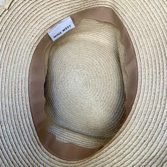 Nine West Beige Classic Straw Beach Sun Bucket Hat Women's One Size - Picture 6 of 7